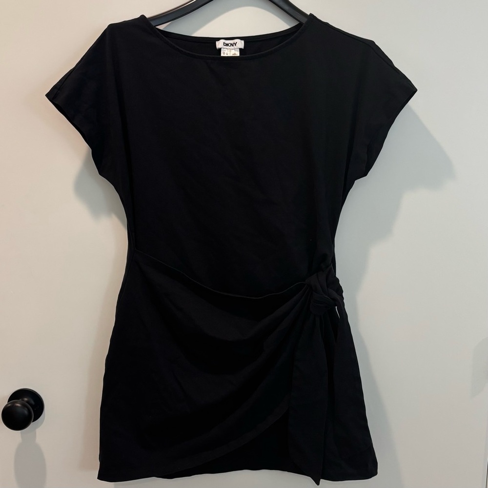 DKNY Black Cotton Sarong Mini Dress